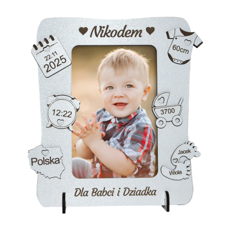 Prezent na Dzień Babci i Dziadka wyjątkowa Ramka Metryczka